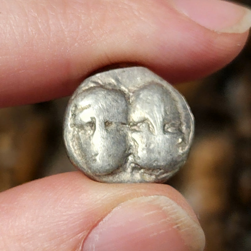 Greek Silver Drachm, Solar Eclipse Coin B (Apollo, Sea-Eagle, Dolphin)